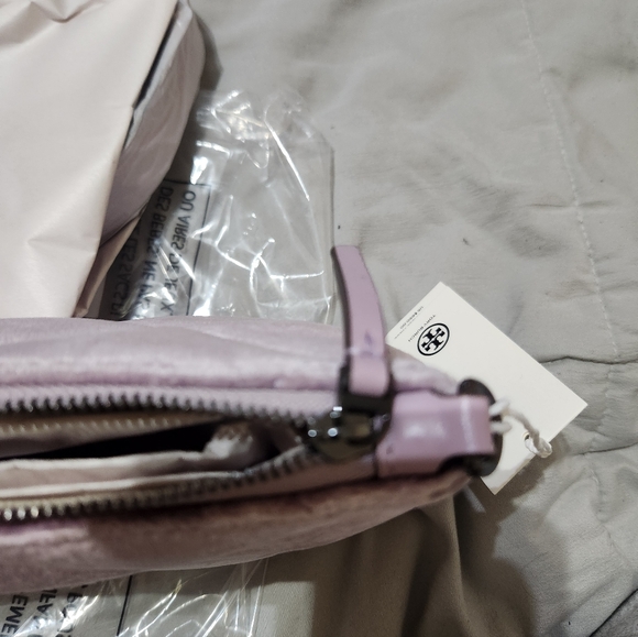 Tory Burch Willa Zip Shoulder Quilted Handbag In Lilac And Gunmetal Nwt - Picture 10 of 16